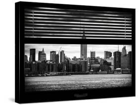 Window View with Venetian Blinds: Cityscape Manhattan with the Empire State Building-Philippe Hugonnard-Stretched Canvas
