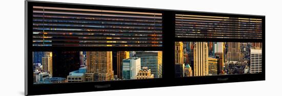 Window View with Venetian Blinds: Cityscape of Manhattan at Sunset-Philippe Hugonnard-Mounted Photographic Print