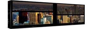 Window View with Venetian Blinds: Cityscape of Manhattan at Sunset-Philippe Hugonnard-Stretched Canvas