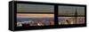 Window View with Venetian Blinds: Cityscape of Manhattan at Sunset-Philippe Hugonnard-Framed Stretched Canvas