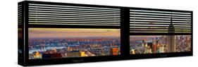 Window View with Venetian Blinds: Cityscape of Manhattan at Sunset-Philippe Hugonnard-Stretched Canvas