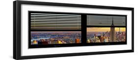 Window View with Venetian Blinds: Cityscape of Manhattan at Sunset-Philippe Hugonnard-Framed Photographic Print