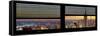 Window View with Venetian Blinds: Cityscape of Manhattan at Sunset-Philippe Hugonnard-Framed Stretched Canvas