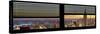 Window View with Venetian Blinds: Cityscape of Manhattan at Sunset-Philippe Hugonnard-Stretched Canvas