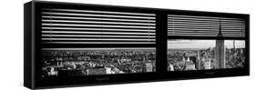 Window View with Venetian Blinds: Cityscape of Manhattan-Philippe Hugonnard-Framed Stretched Canvas