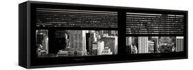 Window View with Venetian Blinds: Cityscape of Manhattan-Philippe Hugonnard-Framed Stretched Canvas