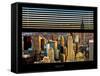 Window View with Venetian Blinds: Cityscape of Manhattanand One World Trade Center-Philippe Hugonnard-Framed Stretched Canvas