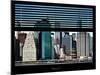 Window View with Venetian Blinds: Cityscape View of NYC with One World Trade - Lower Manhattan-Philippe Hugonnard-Mounted Photographic Print