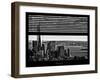 Window View with Venetian Blinds: Cityscape with One World Trade Center and Statue of Liberty-Philippe Hugonnard-Framed Photographic Print