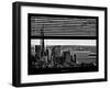 Window View with Venetian Blinds: Cityscape with One World Trade Center and Statue of Liberty-Philippe Hugonnard-Framed Photographic Print