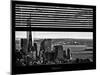 Window View with Venetian Blinds: Cityscape with One World Trade Center and Statue of Liberty-Philippe Hugonnard-Mounted Photographic Print