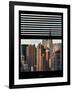 Window View with Venetian Blinds: Cityscape with the Chrysler Building of Manhattan-Philippe Hugonnard-Framed Photographic Print