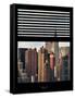 Window View with Venetian Blinds: Cityscape with the Chrysler Building of Manhattan-Philippe Hugonnard-Framed Stretched Canvas