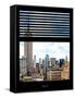 Window View with Venetian Blinds: Cityscape with the Empire State Building-Philippe Hugonnard-Framed Stretched Canvas