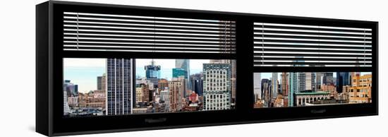 Window View with Venetian Blinds: Cityscape with the Empire State Building-Philippe Hugonnard-Framed Stretched Canvas