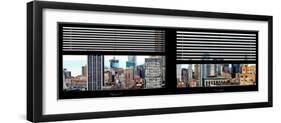 Window View with Venetian Blinds: Cityscape with the Empire State Building-Philippe Hugonnard-Framed Photographic Print