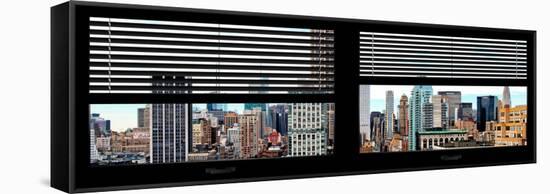 Window View with Venetian Blinds: Cityscape with the Empire State Building-Philippe Hugonnard-Framed Stretched Canvas