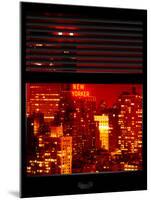 Window View with Venetian Blinds: Cityscape with the New Yorker Hotel by Red Night - Manhattan-Philippe Hugonnard-Mounted Premium Photographic Print