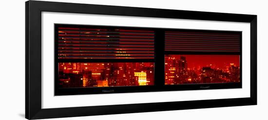 Window View with Venetian Blinds: Cityscape with the New Yorker Hotel by Red Night-Philippe Hugonnard-Framed Photographic Print