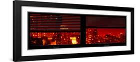 Window View with Venetian Blinds: Cityscape with the New Yorker Hotel by Red Night-Philippe Hugonnard-Framed Photographic Print