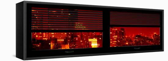 Window View with Venetian Blinds: Cityscape with the New Yorker Hotel by Red Night-Philippe Hugonnard-Framed Stretched Canvas