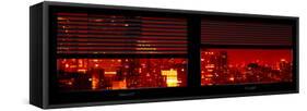 Window View with Venetian Blinds: Cityscape with the New Yorker Hotel by Red Night-Philippe Hugonnard-Framed Stretched Canvas