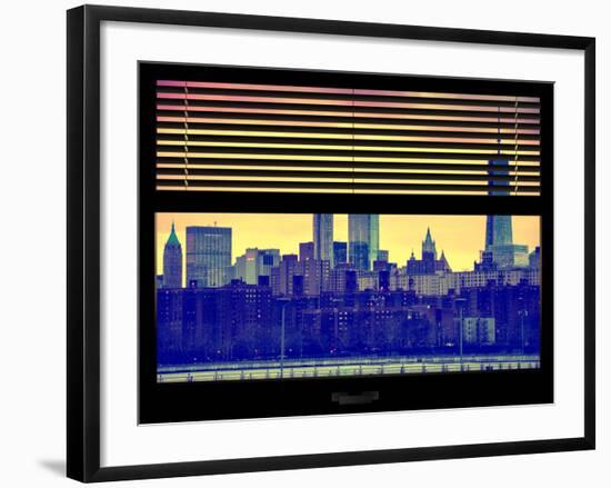 Window View with Venetian Blinds: Cityscape with the One World Trade Center (1WTC) at Nightfall-Philippe Hugonnard-Framed Photographic Print