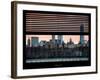 Window View with Venetian Blinds: Cityscape with the One World Trade Center (1WTC) at Nightfall-Philippe Hugonnard-Framed Photographic Print