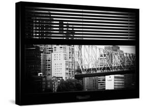 Window View with Venetian Blinds: Ed Koch Queensboro Bridge View - Architecture and Buildings-Philippe Hugonnard-Stretched Canvas