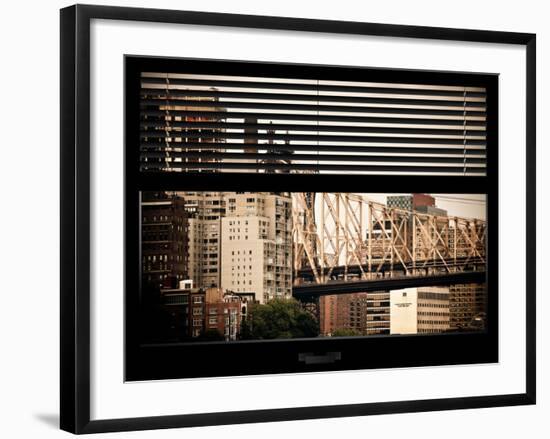 Window View with Venetian Blinds: Ed Koch Queensboro Bridge View - Architecture and Buildings-Philippe Hugonnard-Framed Photographic Print