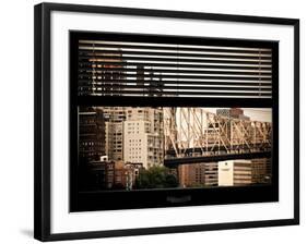 Window View with Venetian Blinds: Ed Koch Queensboro Bridge View - Architecture and Buildings-Philippe Hugonnard-Framed Photographic Print