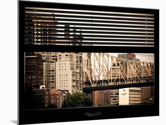 Window View with Venetian Blinds: Ed Koch Queensboro Bridge View - Architecture and Buildings-Philippe Hugonnard-Mounted Photographic Print