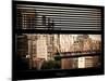 Window View with Venetian Blinds: Ed Koch Queensboro Bridge View - Architecture and Buildings-Philippe Hugonnard-Mounted Photographic Print