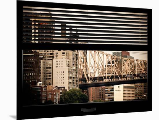 Window View with Venetian Blinds: Ed Koch Queensboro Bridge View - Architecture and Buildings-Philippe Hugonnard-Mounted Photographic Print