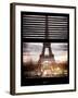 Window View with Venetian Blinds: Eiffel Tower and the Champ de Mars - Paris, France-Philippe Hugonnard-Framed Photographic Print