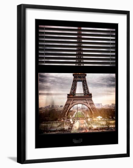 Window View with Venetian Blinds: Eiffel Tower and the Champ de Mars - Paris, France-Philippe Hugonnard-Framed Photographic Print