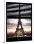 Window View with Venetian Blinds: Eiffel Tower and the Champ de Mars - Paris, France-Philippe Hugonnard-Framed Photographic Print