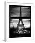 Window View with Venetian Blinds: Eiffel Tower and the Champ de Mars - Paris, France-Philippe Hugonnard-Framed Premium Photographic Print