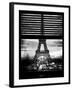 Window View with Venetian Blinds: Eiffel Tower and the Champ de Mars - Paris, France-Philippe Hugonnard-Framed Photographic Print