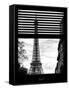 Window View with Venetian Blinds: Eiffel Tower at Sunset - French Architecture-Philippe Hugonnard-Framed Stretched Canvas