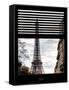 Window View with Venetian Blinds: Eiffel Tower at Sunset - French Architecture-Philippe Hugonnard-Framed Stretched Canvas