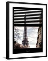 Window View with Venetian Blinds: Eiffel Tower at Sunset - French Architecture-Philippe Hugonnard-Framed Photographic Print