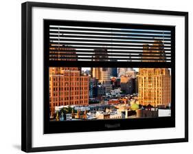 Window View with Venetian Blinds: High Rises in Lower Manhattan from the Meatpacking District-Philippe Hugonnard-Framed Photographic Print