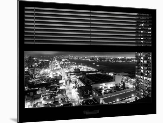 Window View with Venetian Blinds: Hudson River by Night - Manhattan-Philippe Hugonnard-Mounted Photographic Print