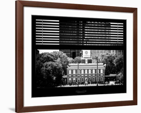 Window View with Venetian Blinds: Independence Hall and Pennsylvania State House-Philippe Hugonnard-Framed Photographic Print