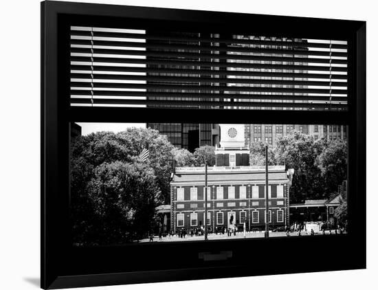 Window View with Venetian Blinds: Independence Hall and Pennsylvania State House-Philippe Hugonnard-Framed Photographic Print