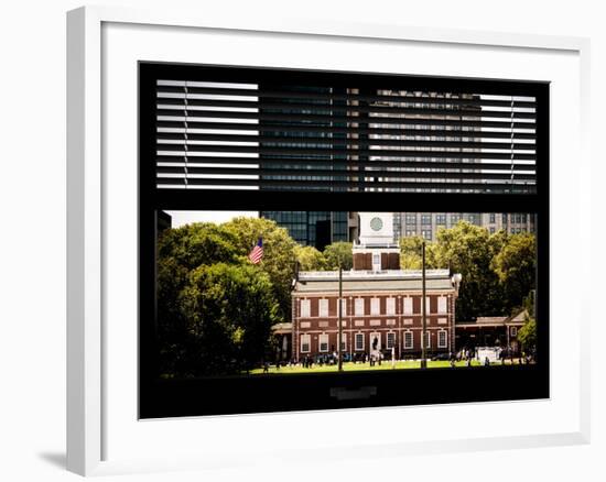 Window View with Venetian Blinds: Independence Hall and Pennsylvania State House-Philippe Hugonnard-Framed Photographic Print