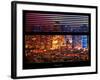 Window View with Venetian Blinds: Landscape by Misty Colors Night - Times Square-Philippe Hugonnard-Framed Photographic Print