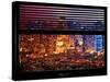 Window View with Venetian Blinds: Landscape by Misty Colors Night - Times Square-Philippe Hugonnard-Stretched Canvas