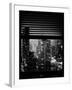 Window View with Venetian Blinds: Landscape by Misty Night - the New Yorker Hotel-Philippe Hugonnard-Framed Photographic Print